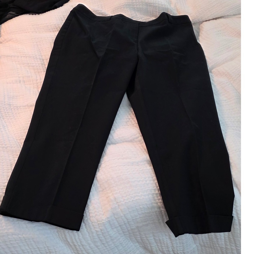 Chico's Women's Black Cropped Pants Cuff Hem Career Casual Trousers